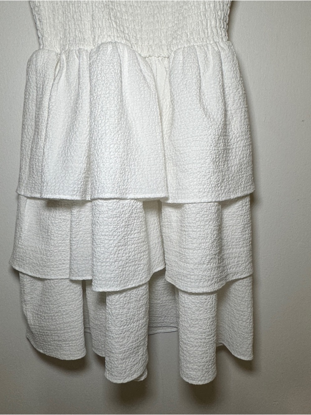 Express White Smocked Ruffle Tiered Dress - Picture 4 of 6